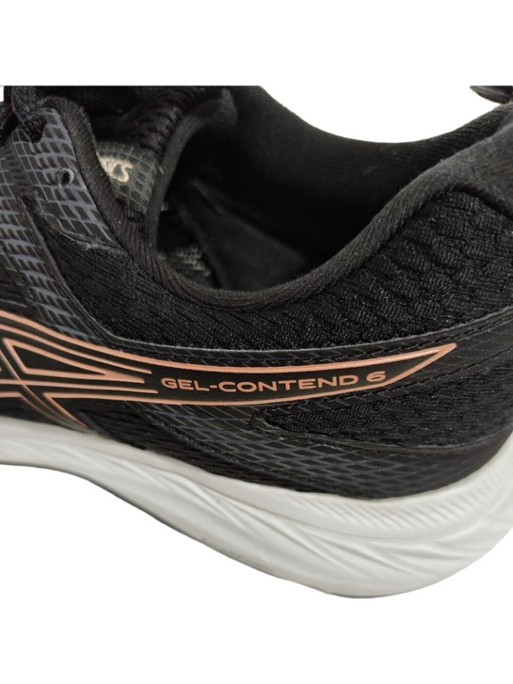 Asics Contend 6 Sneakers Women Size 9 Black Rose Gold Everyday Comfort 1012A570 - Picture 6 of 9